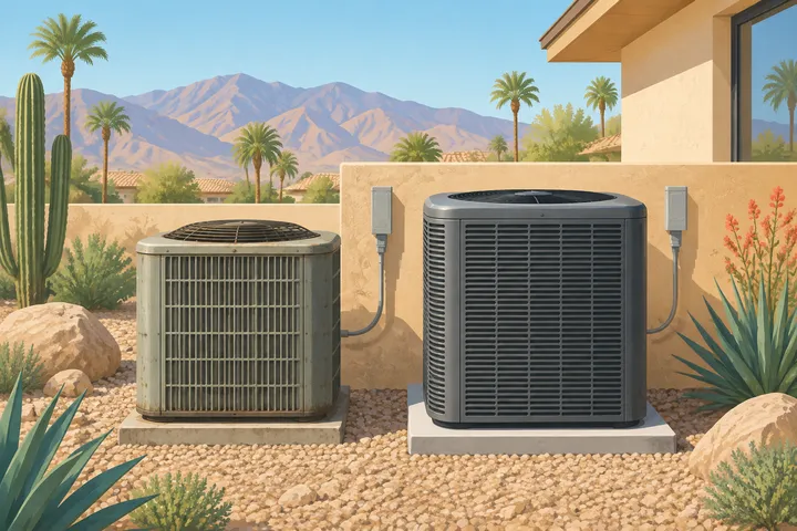 Illustrative residential AC scene, not a customer property